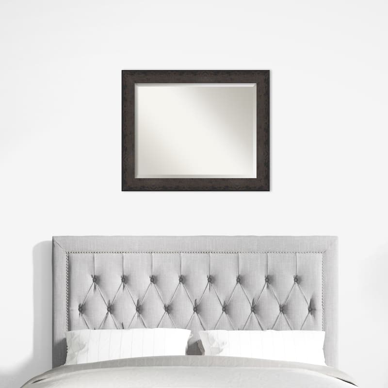 Dappled Beveled Wood Framed Wall Mirror