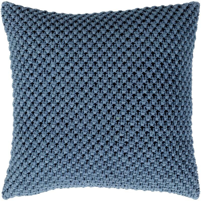 Kennet Crochet Denim Feather Down or Poly Filled Throw Pillow 20-inch