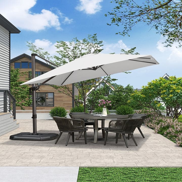 corliving 9.5 x 11 ft aluminum offset patio umbrella Deluxe Purple Leaf Tilting Offset Patio Umbrella |