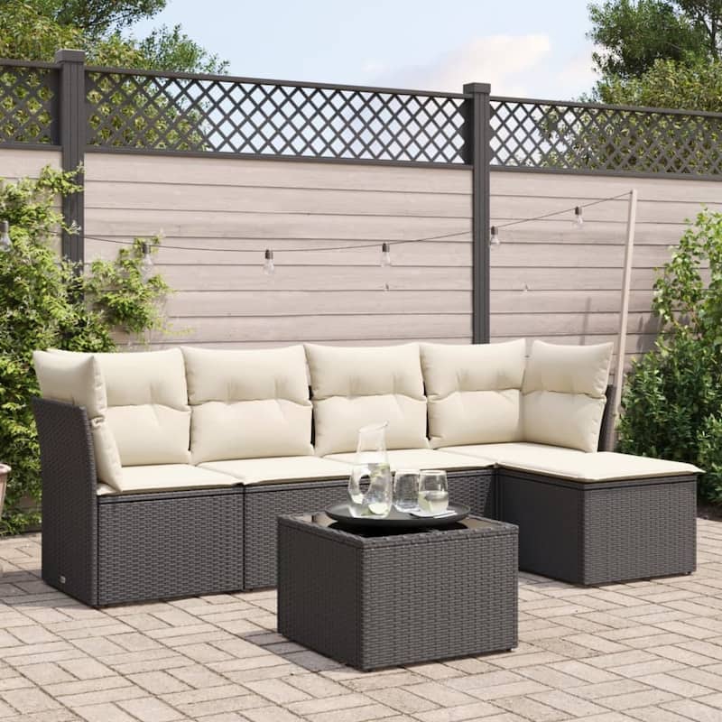 vidaXL Garden Sofa Set Black - 21.7 x 21.7 x 14.6
