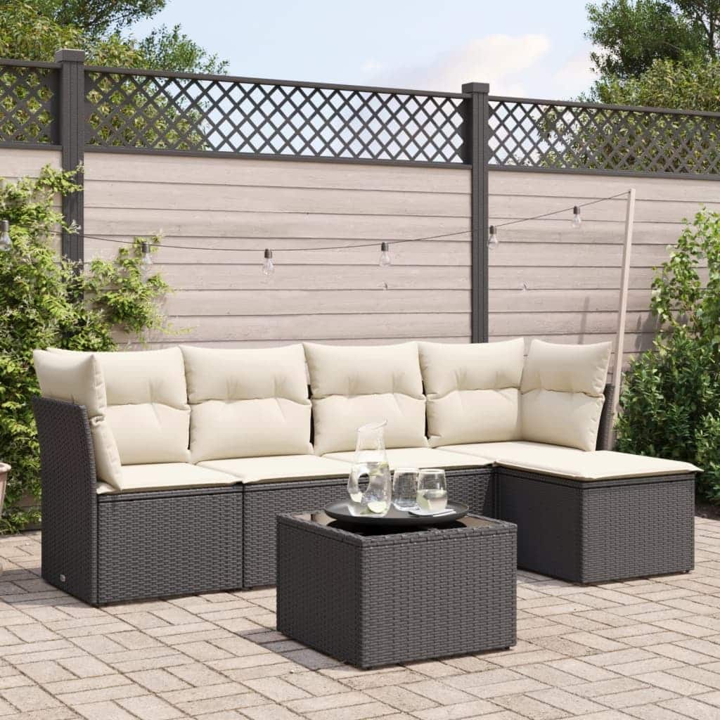 vidaXL Garden Sofa Set Black - 21.7 x 21.7 x 14.6