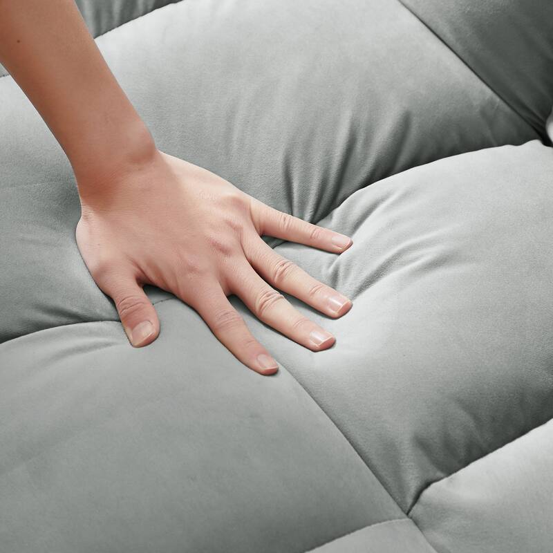Modern Velvet 55.1" Futon Sofa Bed - Adjustable Backrest, Storage Bag, and Soft Pillows for Ultimate Comfort