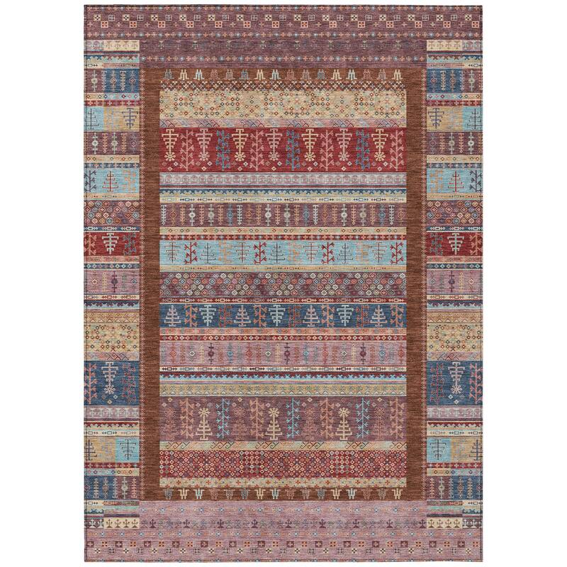 Machine Washable Indoor/Outdoor Global Kilim Chantille Rug