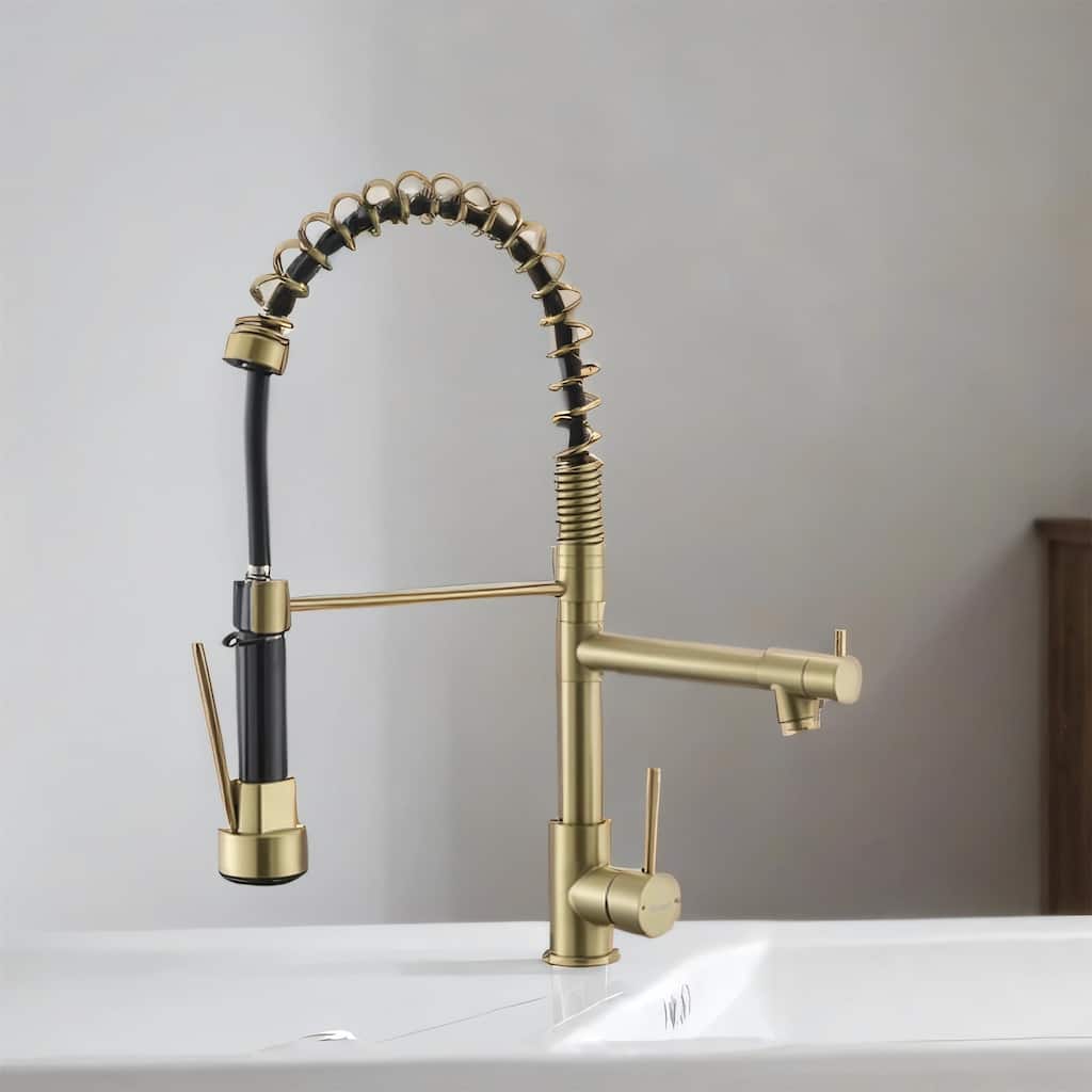 Commercial Pull-Down Kitchen Faucet - Stainless Steel Single Handle