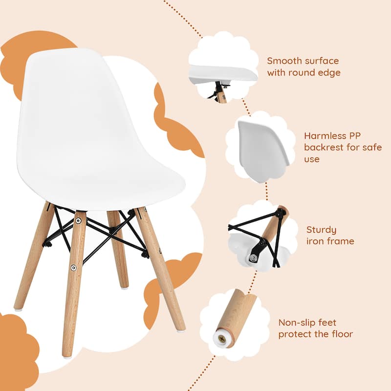 Costway 4 PCS Kids Chair Set Mid-Century Modern Style Dining Chairs w/ - See Details