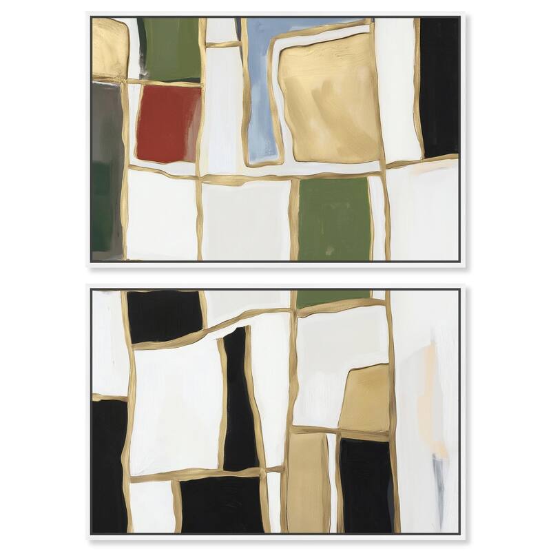 Kiss in Abstraction Canvas Set of 2 by Art Remedy - 45" x 30" - White