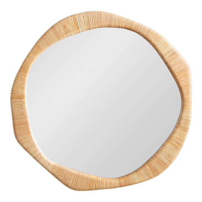 Kate and Laurel Rahfy Rattan Irregular Round Wall Mirror - 26x26
