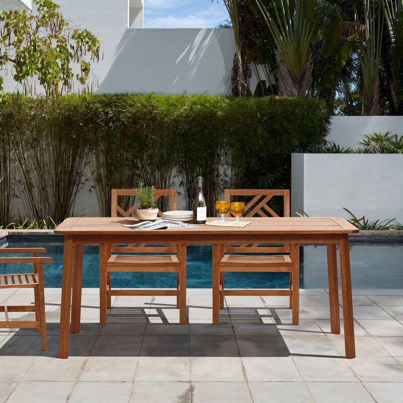 6-Person 70.5" Wide Outdoor Wooden Rectangular Dining Table