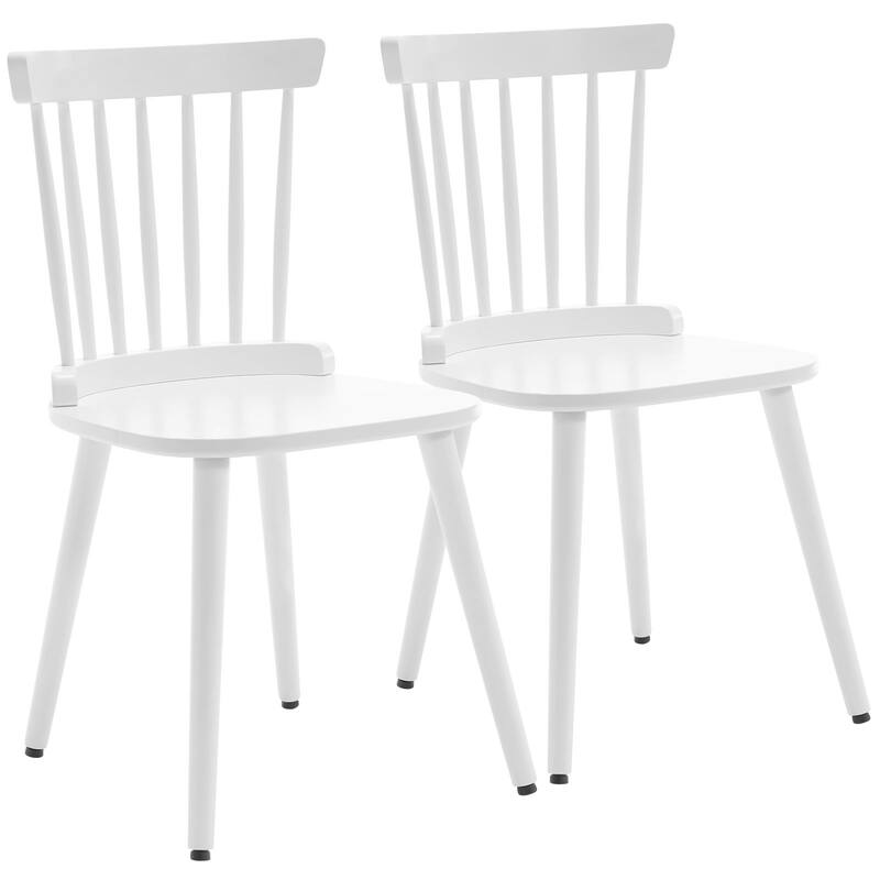 Farmhouse Spindle-Back Windsor Dining Chairs with Solid Wood - Set of 2 - White