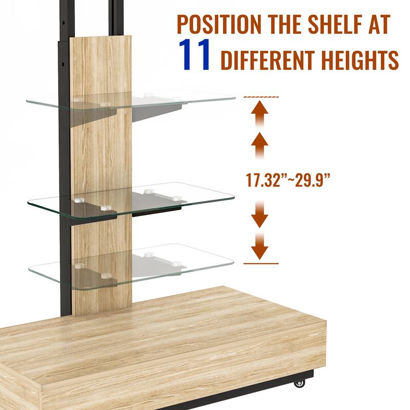 Mobile TV Cart for 32-75 inches,Floor Stand with Mount on Lockable Wheels