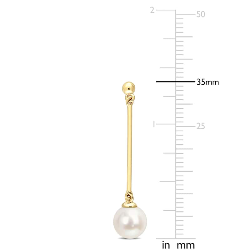 Miadora White Freshwater Cultured Pearl Fashion Post Earrings 10k Yellow Gold