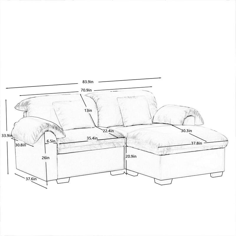 Velvet Fabric Modular Cloud Couch with Storage Seat,Free Combination