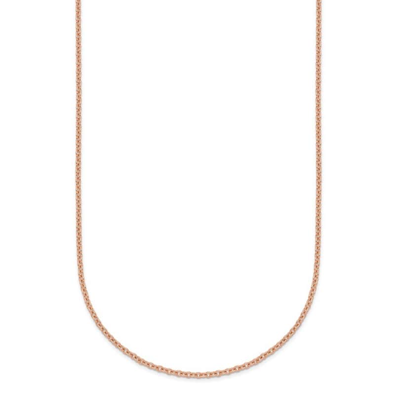 Curata Italian 14k Rose Gold 1.5mm Cable Chain Necklace For Women (Lobster)