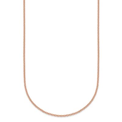 Curata Italian 14k Rose Gold 1.5mm Cable Chain Necklace For Women (Lobster)