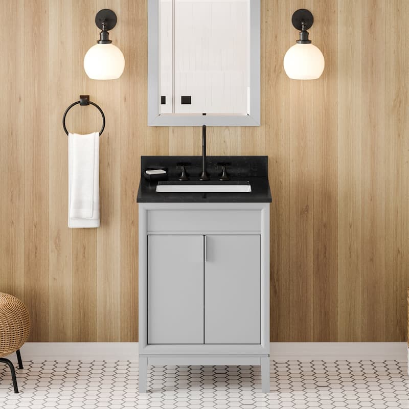 Jeffrey Alexander VKITTHE24R-GRANITE Theodora II 24" Free Standing - Grey / Black - Steel Finish