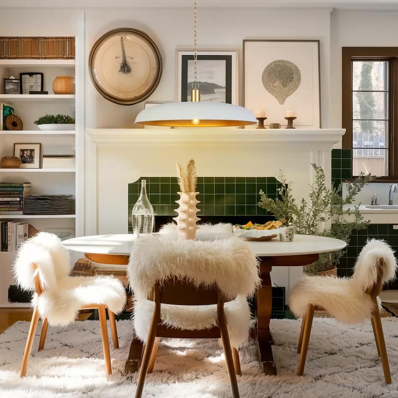 Modern White Gold Oversized Pendant Light Disc Kitchen Island Light for Dining Room - 33.5 " × 12 "