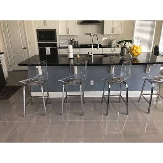 Miles Clear Acrylic Swivel High Back Bar Stools with Back ...