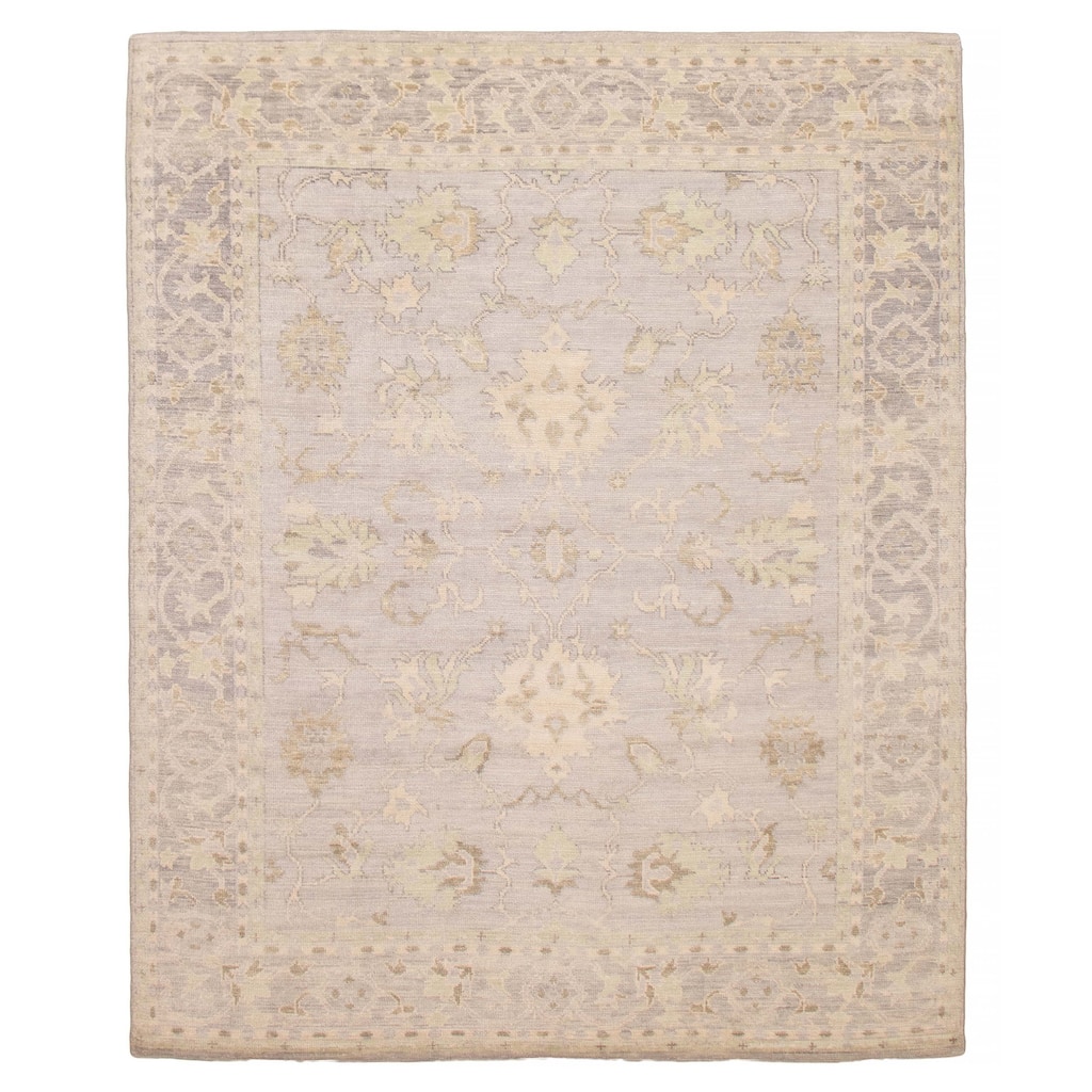 ECARPETGALLERY Hand-knotted Modern Oushak Light Grey Wool Rug - 8' x 10'