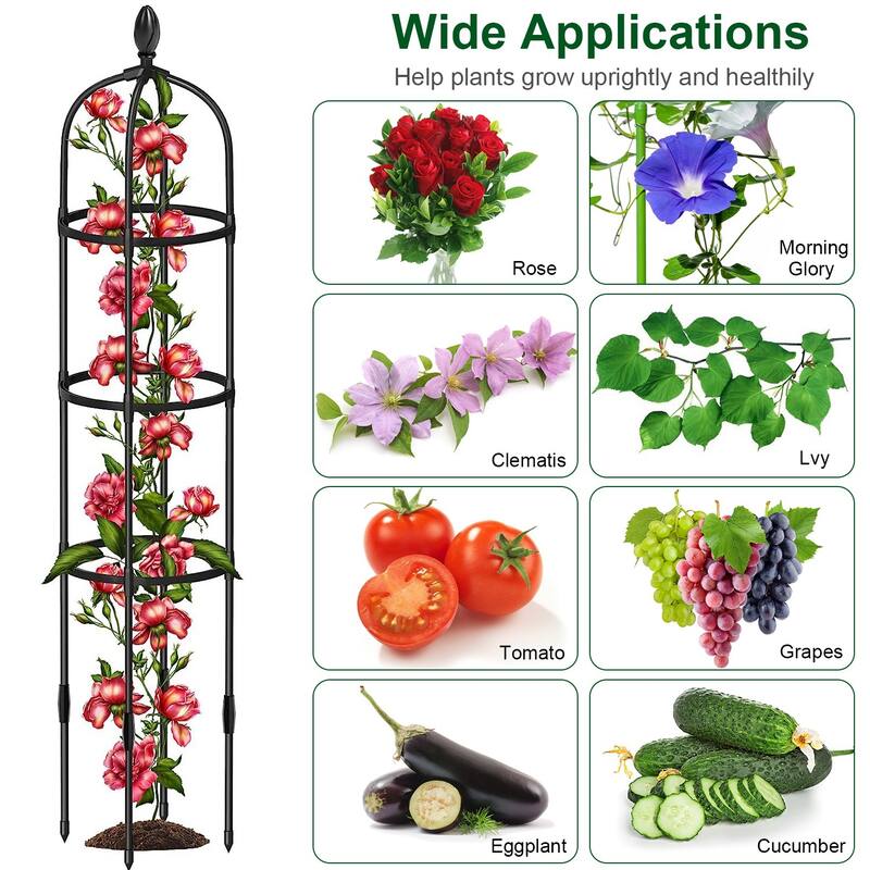 2 Packs Rustproof Garden Obelisk Trellis For Climbing Plants Tower Support - 12.59”L x 12.59”W x 70.86”H