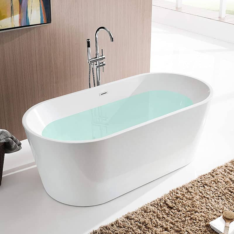 Vanity Art 54" Acrylic Freestanding Soaking Bathtub