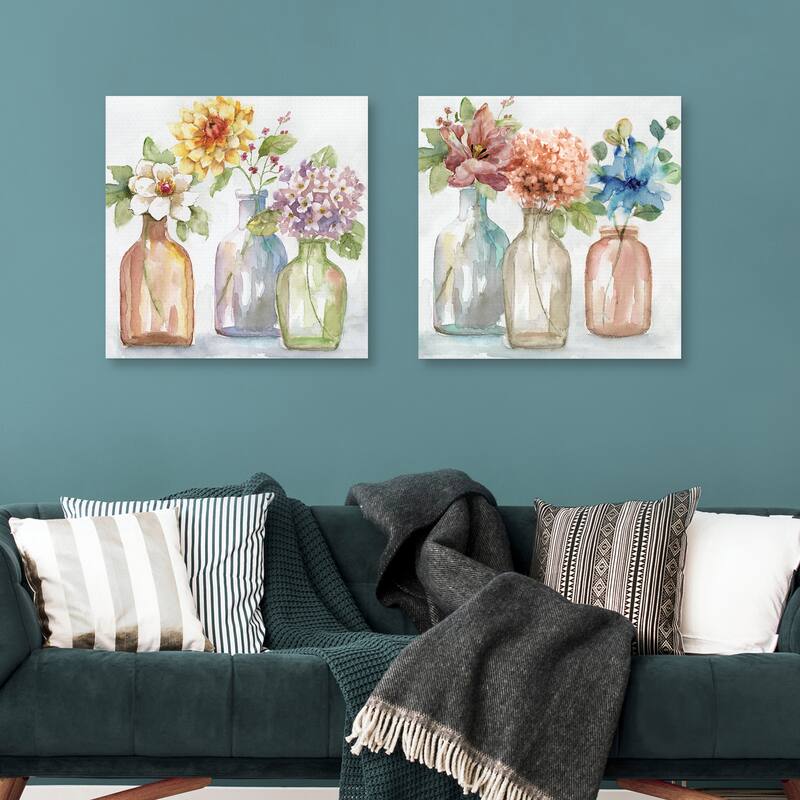 Pastel Country Flowers, Pastel Farm Flowers by Nan Canvas Art Prints