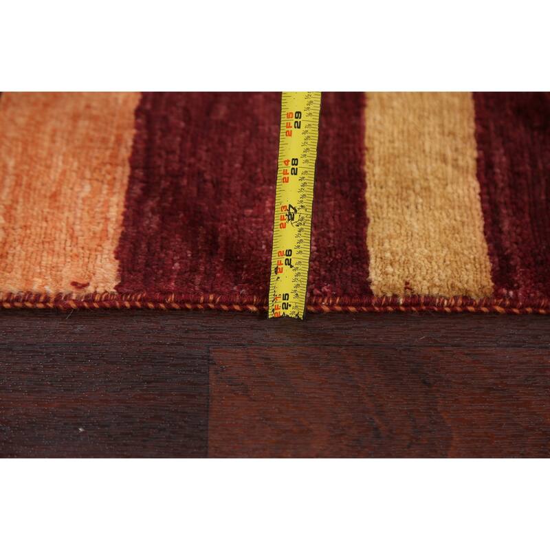 Contemporary Striped Gabbeh Kashkoli Area Rug Hand-knotted Wool Carpet - 3'2" x 5'2"