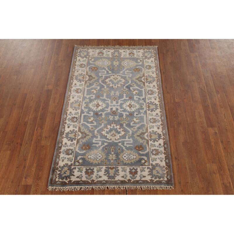 All-Over Oushak Indian Accent Rug Handmade Wool Carpet - 3'3"x 5'5"