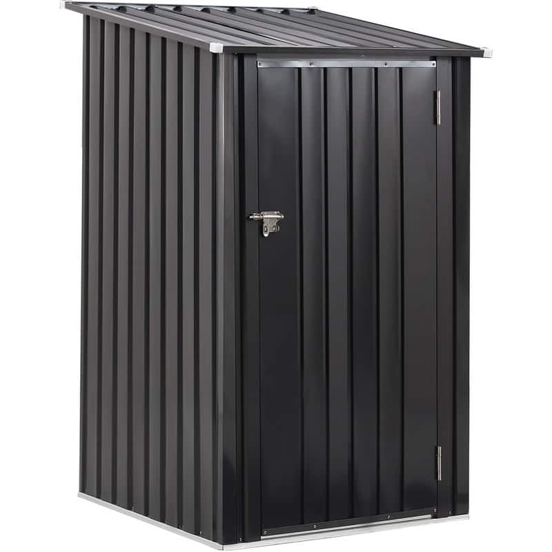 Outdoor Storage Shed, 3 x 3 FT Metal Steel Garden Shed with Single Lockable Door - Grey