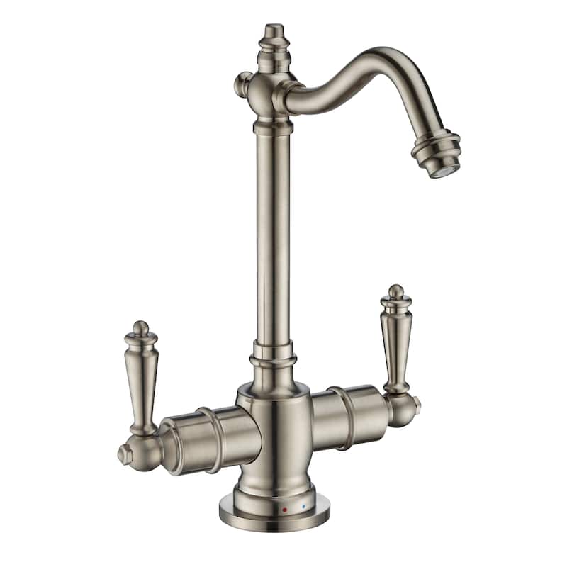 Whitehaus Collection Point of Use Instant Hot/Cold Water Drinking Faucet with Traditional Swivel Spout - Brushed Nickel