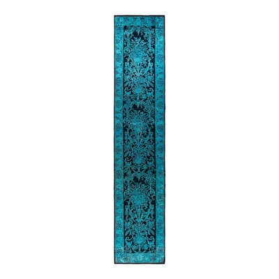 Fine Vibrance One-of-a-Kind Hand-Knotted Runner Rug - Black, 2' 7" x 13' 0" - 2' 7" x 13' 0"