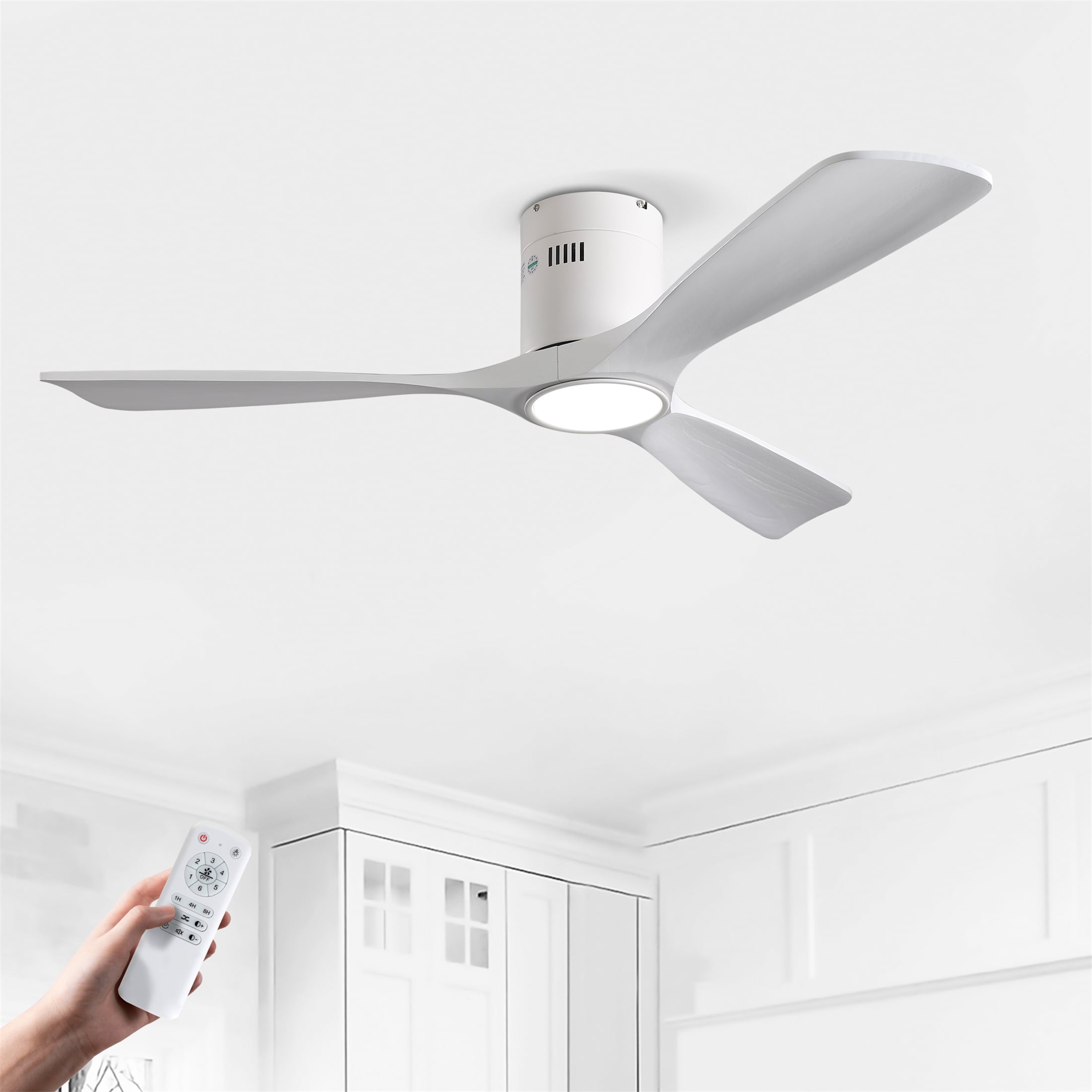 52 Inch Mounting Type Solid Wood Ceiling Fan With Light