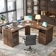 preview thumbnail 62 of 70, Modern Farmhouse L-Shape Desk with File Cabinet and Drawers, Homer Office Executive Desk with Charge Station
