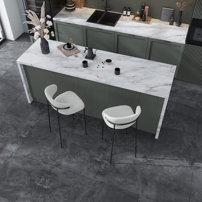 Apollo tile 24" x 48" Splendor Matte Slate Black Porcelain Tile (15.55 sq ft/case) - 2 Pack