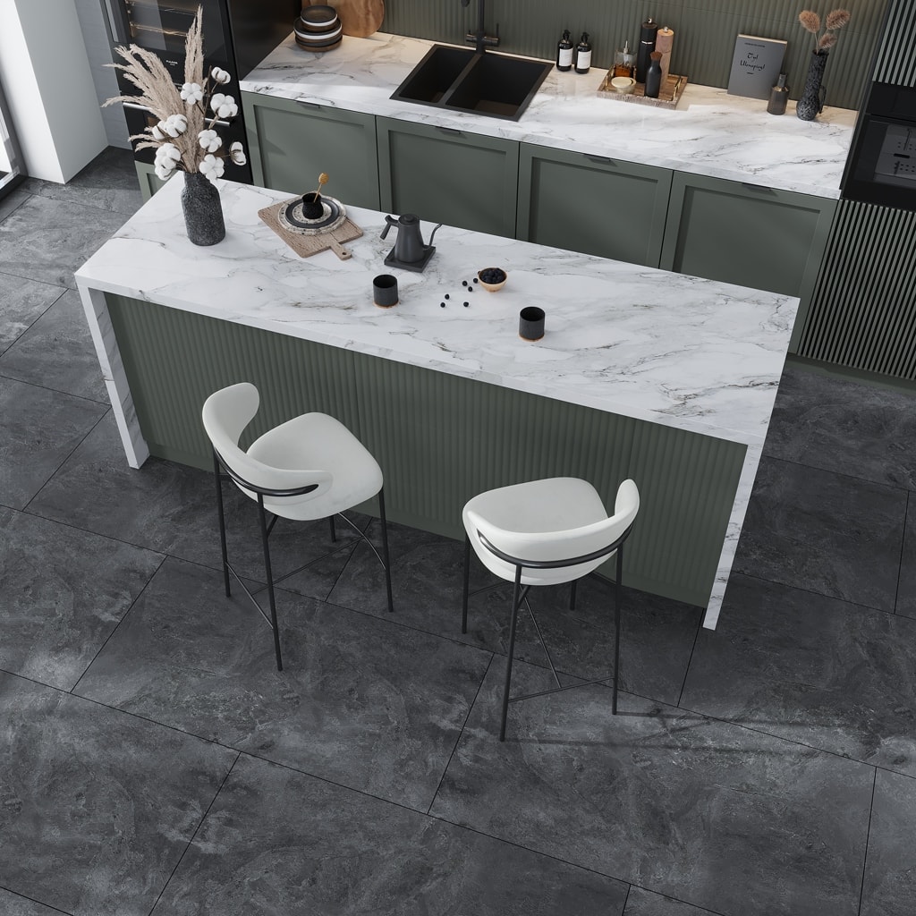 Apollo tile 24" x 48" Splendor Matte Slate Black Porcelain Tile (15.55 sq ft/case) - 2 Pack