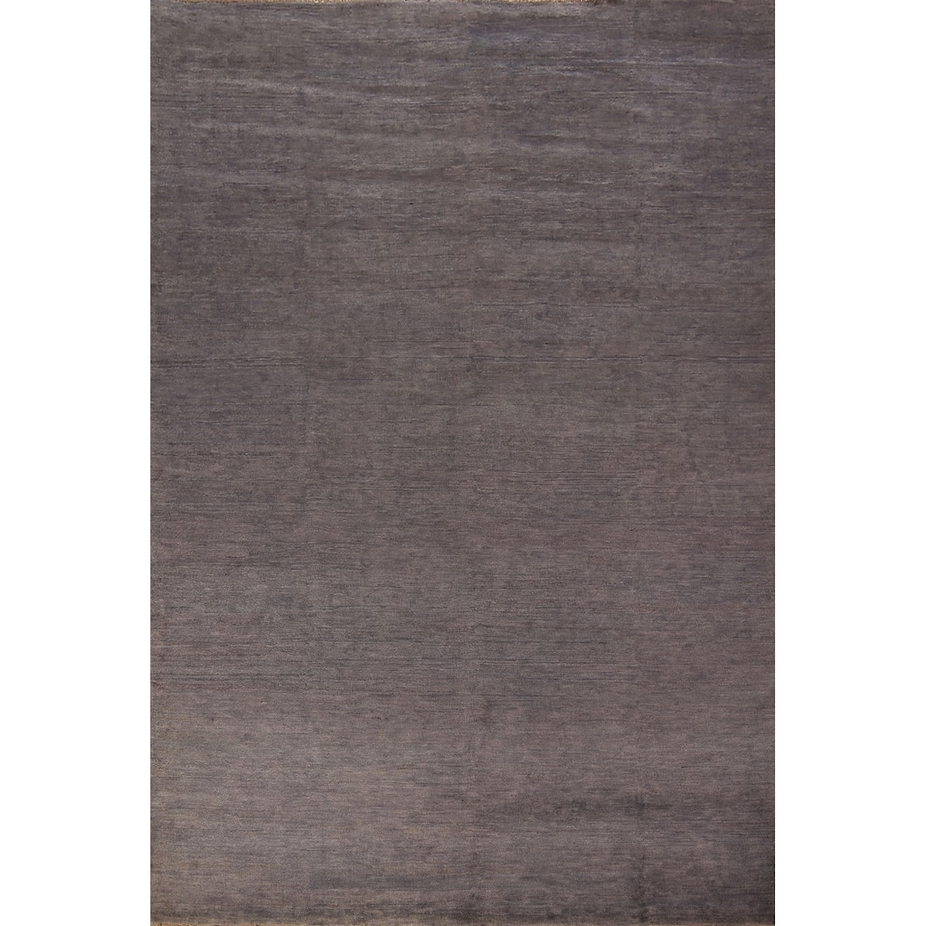 Gray Modern Gabbeh Oriental Area Rug Hand-Knotted Wool Carpet - 6'10" x 9'6"