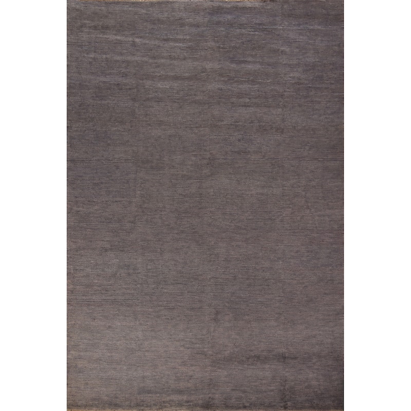 Gray Modern Gabbeh Oriental Area Rug Hand-Knotted Wool Carpet - 6'10" x 9'6"