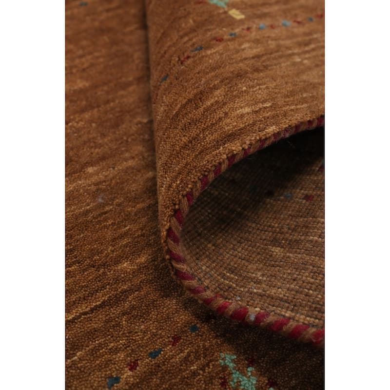 Hand Knotted Oriental 100% Wool Carpet Tribal Animal Pictorial Brown Gabbeh Area Rug - 7' 9'' X 5' 2''