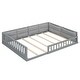 preview thumbnail 16 of 22, Full Size Montessori Floor Bed with Guardrail & Comfortable Pillow, Upholstered Platform Bed Toddler Bed without Slats for Kids