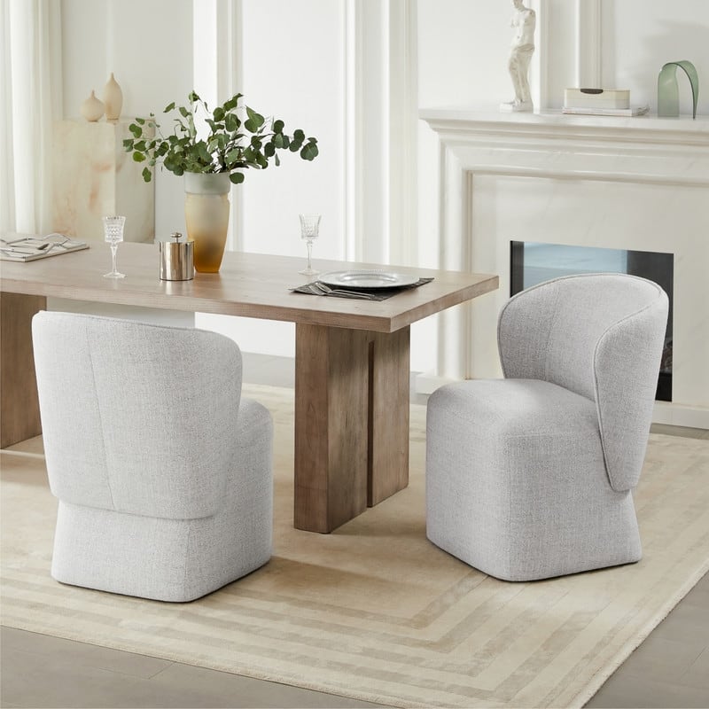 Kyle Morden Fabric Dining Room Chair with Casters Wrap-round Back