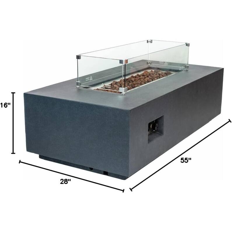 Chelsea 55" Rectangular Outdoor Fire Pit Table by AMS Fireplace