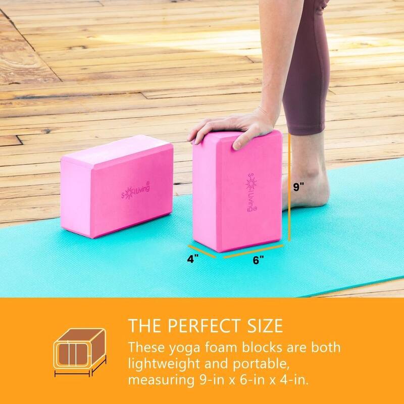 Sol Living Exercise Non Slip Foam Yoga Block 4" x 6" x 9" - 2 Pack