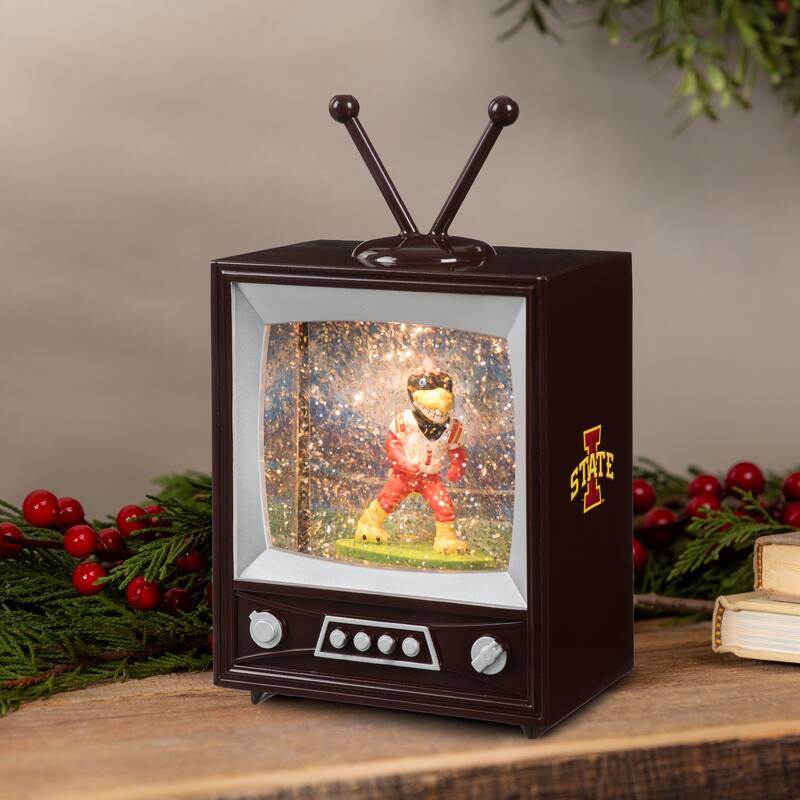 Iowa State Univ 8 in. Vintage TV Light Up Water Lantern Snow Globe