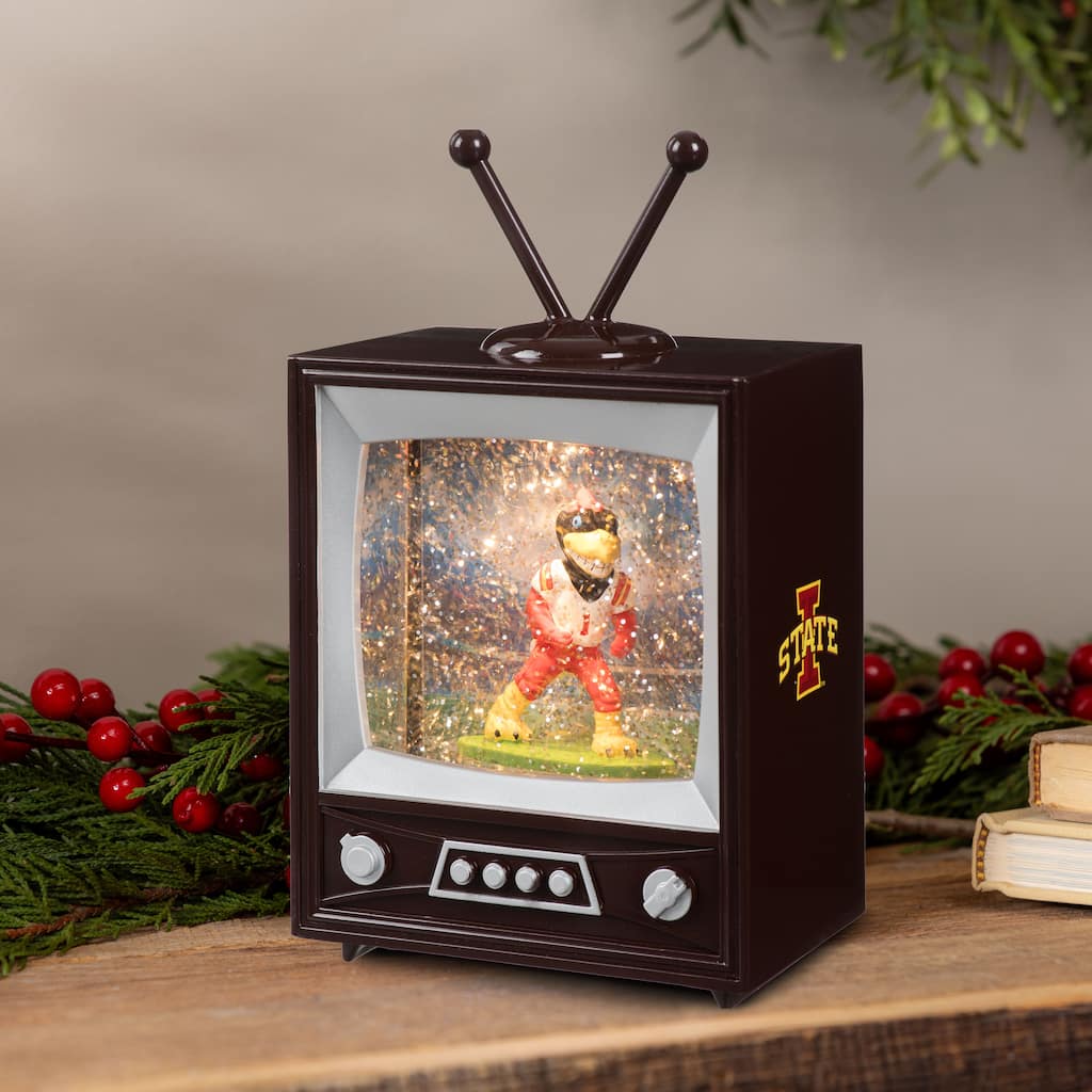 Iowa State Univ 8 in. Vintage TV Light Up Water Lantern Snow Globe
