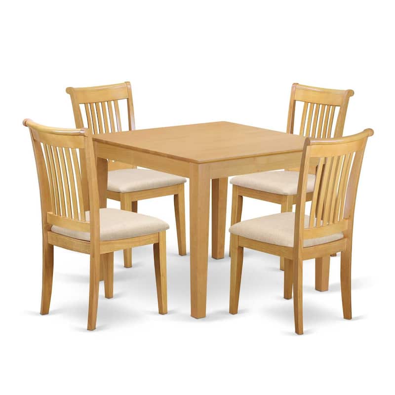 HomeStock 5-Pc Natural Oak Finish Solid Wood Top - Dining Room Set - Seats 4