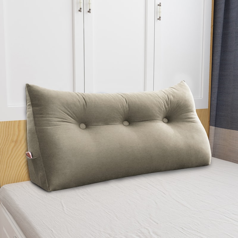 WOWMAX Dorm Bed Wedge Reading Pillow Headboard Back to College Velvet - Taupe