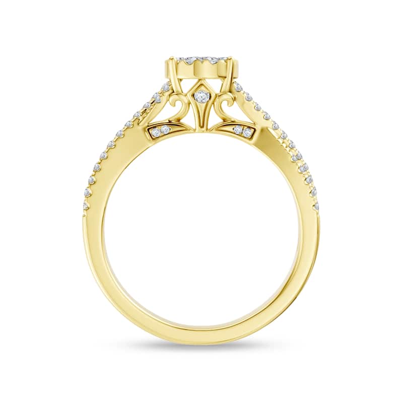 IGI Certified 1/2ct TDW Diamond Cross Over Engagement Ring in 10K Gold for Women