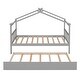 preview thumbnail 6 of 9, Twin Size Wooden House Bed with Trundle Bed & Roof , Grey