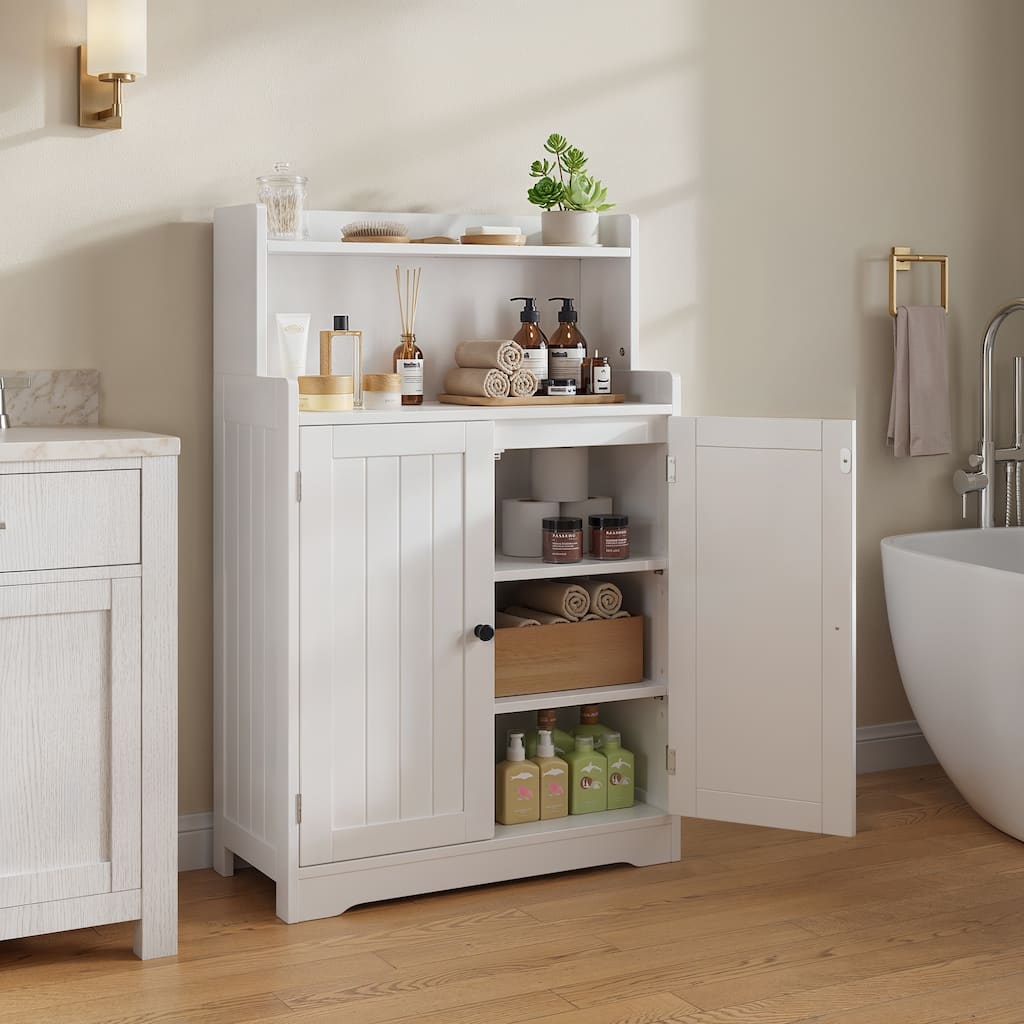 40" H Bathroom Storage Cabinet, Freestanding Organizer with 2 Doors, 2 Adjustable Shelves