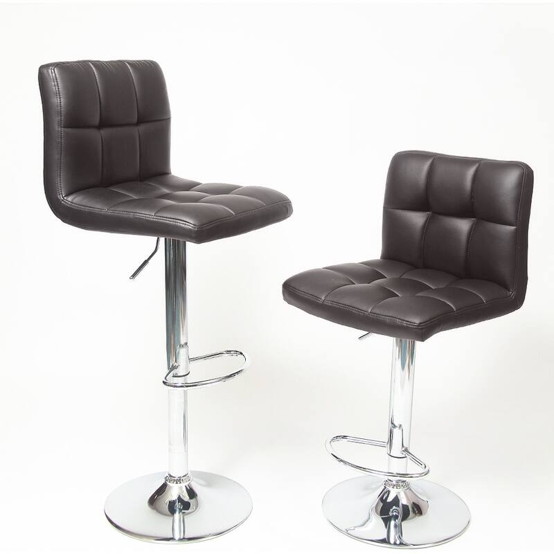 Faux Leather Swivel Barstool, Armless Hydraulic Adjustable Bar Stool Set of 2 with Footrest for Kitchen Island, Dining Room