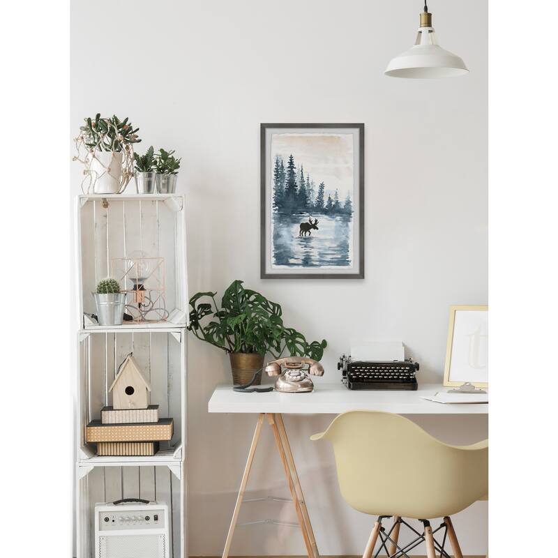 Crossing the Lake Framed Wall Art, Scenic Beauty - A Captivating Landscape for Your Walls